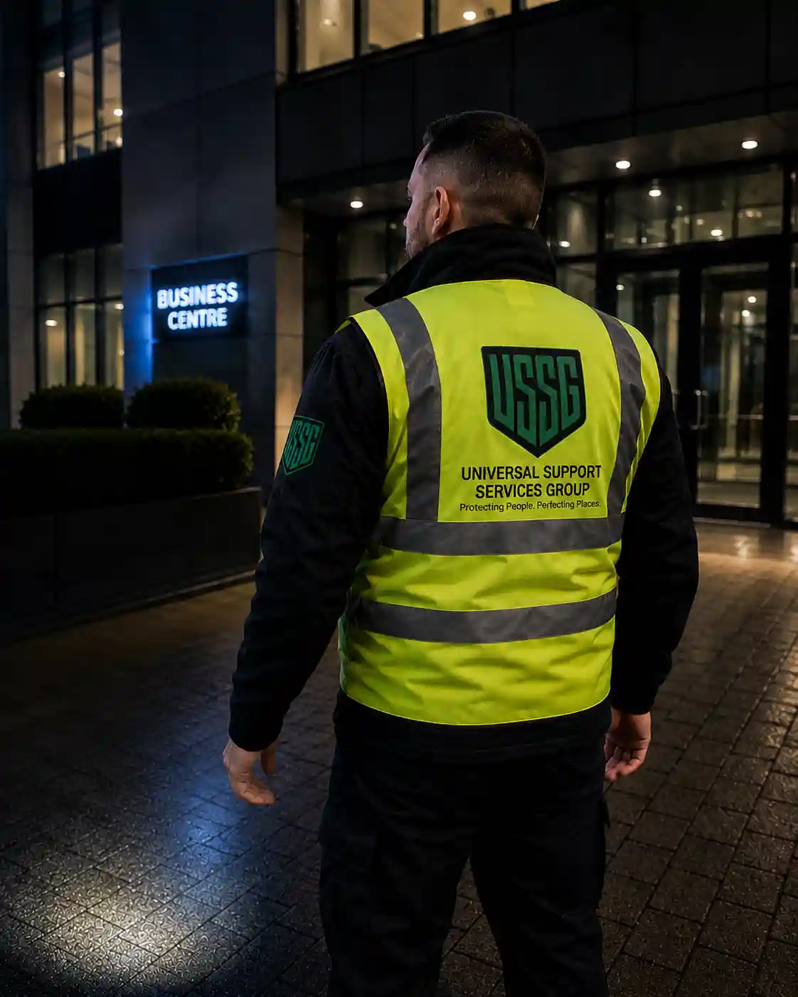 Officer on patrol at night