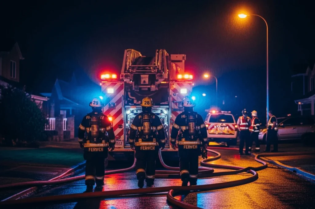 UK fire marshal team responding to an emergency fire incident