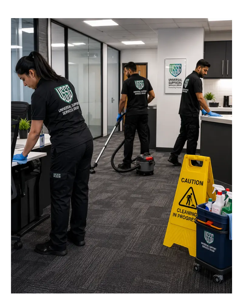 USSG professional cleaning team providing commercial cleaning services in the UK